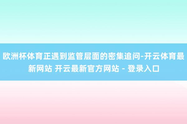 欧洲杯体育正遇到监管层面的密集追问-开云体育最新网站 开云最新官方网站 - 登录入口