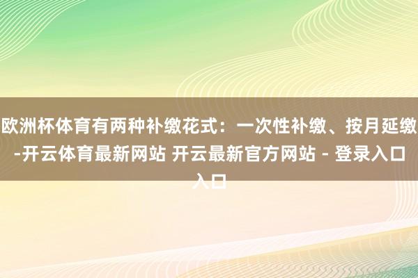 欧洲杯体育有两种补缴花式：一次性补缴、按月延缴-开云体育最新网站 开云最新官方网站 - 登录入口